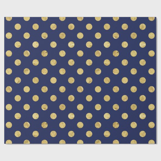 Elegant Gold Foil Polka Dot Pattern - Gold & Blue Cadeaupapier (Vlak)