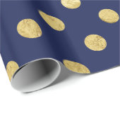 Elegant Gold Foil Polka Dot Pattern - Gold & Blue Cadeaupapier (Rol Hoek)