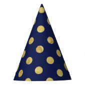 Elegant Gold Foil Polka Dot Pattern - Gold & Blue Feesthoedjes (Voorkant)