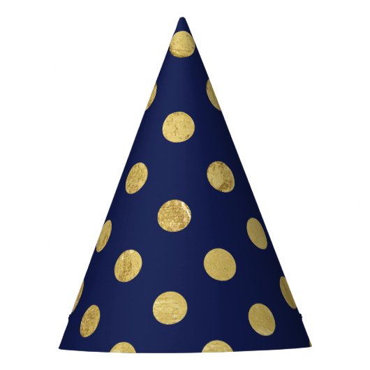 Elegant Gold Foil Polka Dot Pattern - Gold & Blue Feesthoedjes (Voorkant)