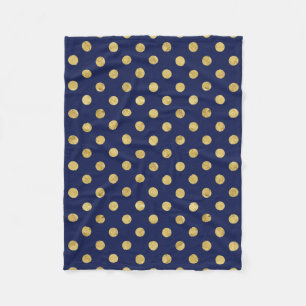 Elegant Gold Foil Polka Dot Pattern - Gold & Blue Fleece Deken