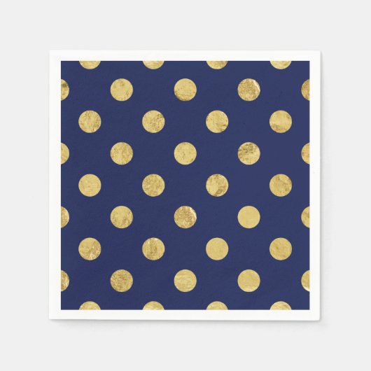 Elegant Gold Foil Polka Dot Pattern - Gold & Blue Servetten (Voorkant)