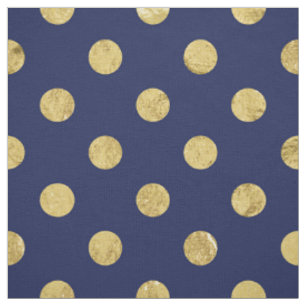 Elegant Gold Foil Polka Dot Pattern - Gold & Blue Stof