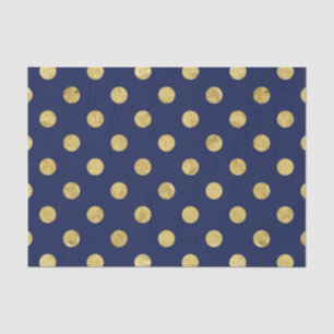 Elegant Gold Foil Polka Dot Pattern - Gold & Blue Tissuepapier