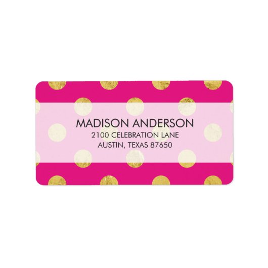 Elegant Gold Foil Polka Dot Pattern - Gold & Pink Etiket (Voorkant)