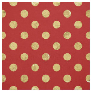 Elegant Gold Foil Polka Dot Pattern - Gold & Red Stof