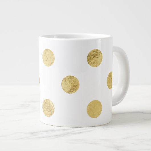 Elegant Gold Foil Polka Dot Pattern - Gold & White Jumbo Mok (Voorkant rechts)