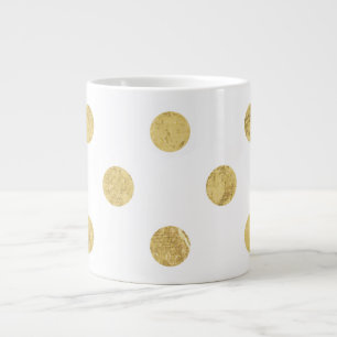 Elegant Gold Foil Polka Dot Pattern - Gold & White Jumbo Mok
