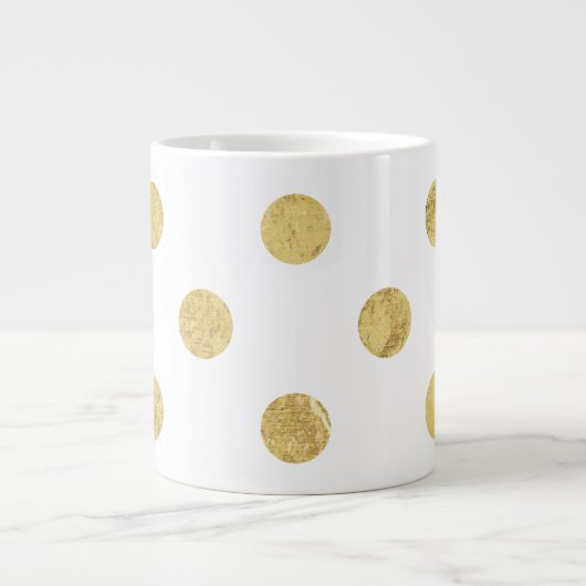 Elegant Gold Foil Polka Dot Pattern - Gold & White Jumbo Mok (Voorkant)