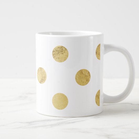 Elegant Gold Foil Polka Dot Pattern - Gold & White Jumbo Mok (Rechts)
