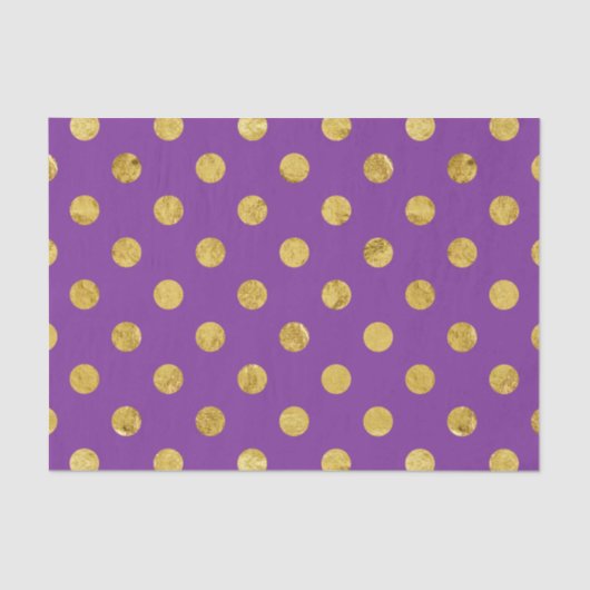 Elegant Gold Foil Polka Dot Pattern - Paars Tissuepapier (Voorkant)
