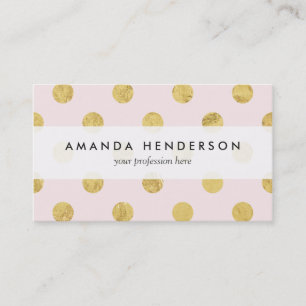 Elegant Gold Foil Polka Dot Pattern - Roze & Gold Visitekaartje