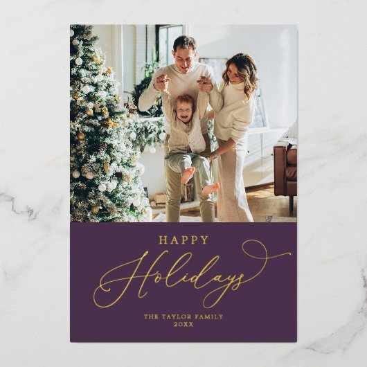 Elegant Gold Foil Prettige feestdagen kerst (Voorkant)