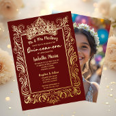 Elégant Gold Foil Quinceañera Invitation Couronne