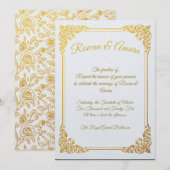 Elegant Gold Foil Royal Wedding Invitation Kaart (Voorkant / Achterkant)