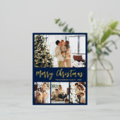 Elégant Gold Foil Script Collage Carte postale de  (Debout devant)