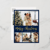 Elégant Gold Foil Script Collage Carte postale de  (Recto/Verso)