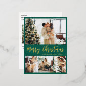 Elégant Gold Foil Script Collage Carte postale de (Recto/Verso)