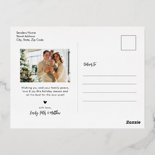 Elegant Gold Foil Script Collage Holiday Briefkaar Folie Feestdagen Briefkaart (Achterkant)