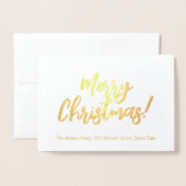 Elegant Gold Foil Script Merry Kerstry Folie Kaarten (Voorkant met envelop)