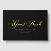 Elegant Gold Foil Script Modern Black Wedding (Recto)