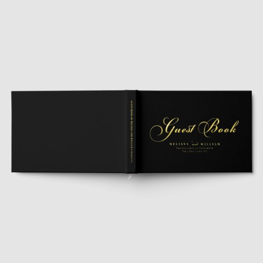Elegant Gold Foil Script Modern Black Wedding (Complet)
