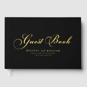 Elegant Gold Foil Script Modern Black Wedding