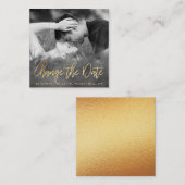 Elegant Gold Foil Script Photo Change the Date Informatiekaartje (Voorkant / Achterkant)