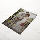 Elegant Gold Foil Script Simple 2-Photo Wedding Folie Uitnodiging (Gedraaid)