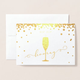 Elegant Gold Foil Sip Sip Hooray Engagement Party Folie Kaarten