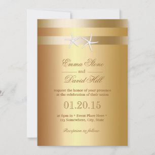 Elégant Gold Foil Starfish Invitations de mariage