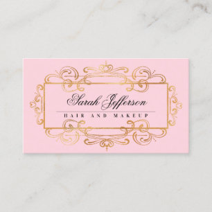 Elegant Gold Foil Swirls Luxueus Roze Visitekaartje