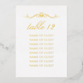 Elegant Gold Foil Table Number With 8 Guest Names Folie Uitnodiging (Voorkant)