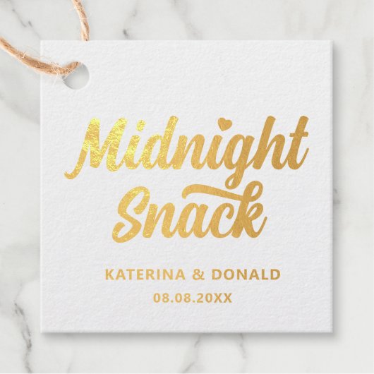 Elegant Gold Foil Wedding Midnight Snack Bedankjes Labels (Voorkant)
