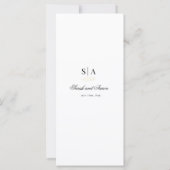 Elégant Gold Foil White Mariage Diner Menu (Dos)