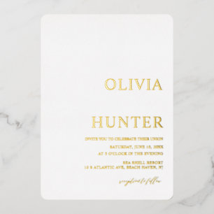 Elegant Gold Foil White Wedding Invitation Folie Uitnodiging