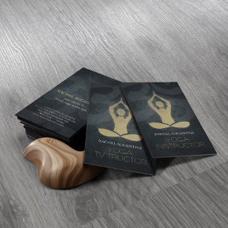 Elegant Gold Foil Yoga Meditation Pose om Symbol Visitekaartje