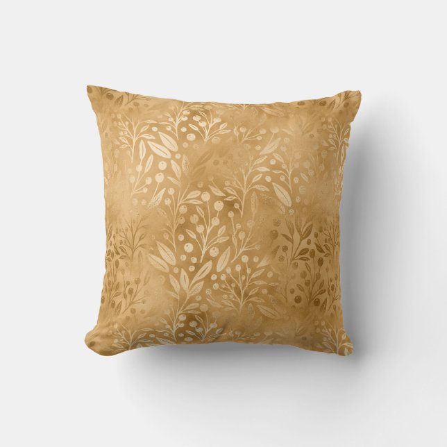 Elegant Gold Foliage Pattern Luxe Design Kussen (Voorkant)