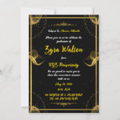 Elégant Gold Formal Graduation Party Invitation (Dos)