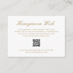 Elegant Gold Formal Honeymoon Fund QR Code Weddens Informatiekaartje