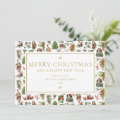 Elegant Gold-fotokerst Feestdagenkaart (Staand voorkant)