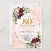 Elegant Gold Frame Boho 80th Birthday Invitation (Devant)