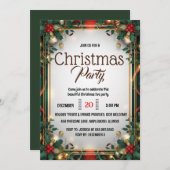 Elegant Gold Frame Christmas Party Invitation (Devant / Derrière)
