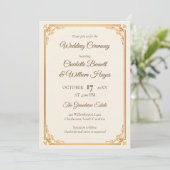 Elegant Gold Frame Classic Wedding Invitation (Debout devant)