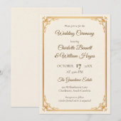 Elegant Gold Frame Classic Wedding Invitation (Devant / Derrière)
