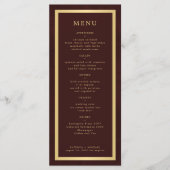 Elegant gold frame dark burgundy modern wedding menu (Voorkant)