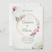 Elegant Gold Frame Floral Save The Date Card (Devant)