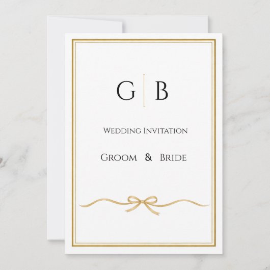 Elegant Gold Frame Monogram Wedding Invitation (Devant)