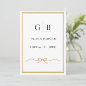 Elegant Gold Frame Monogram Wedding Invitation (Debout devant)