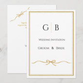 Elegant Gold Frame Monogram Wedding Invitation (Devant / Derrière)